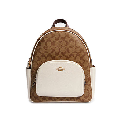 Coach Women's Court Backpack In Signature Canvas Khaki Chalk