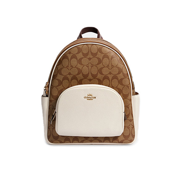 Coach Women's Court Backpack In Signature Canvas Khaki Chalk