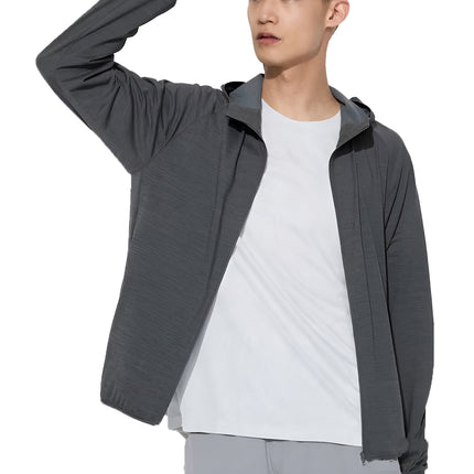 Uniqlo Unisex Extra Stretch Dry Ex Uv Protection Full Zip Hooddie 08 Dark Gray