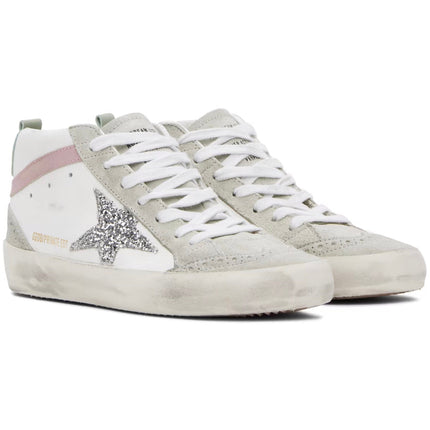 Golden Goose Women's Mid Star Sneakers White/Silver/Ice/Pink