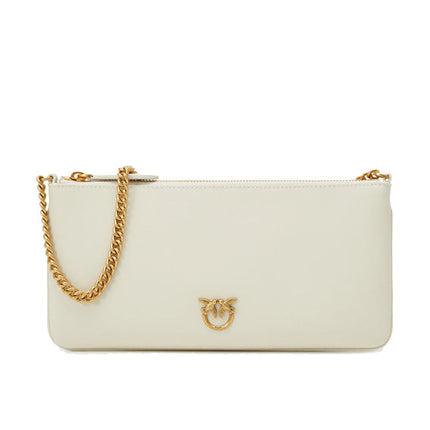 Pinko Women's Horizontal Flat Bag in Leather White