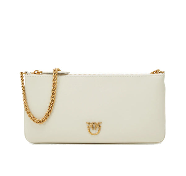 Pinko Women's Horizontal Flat Bag in Leather White