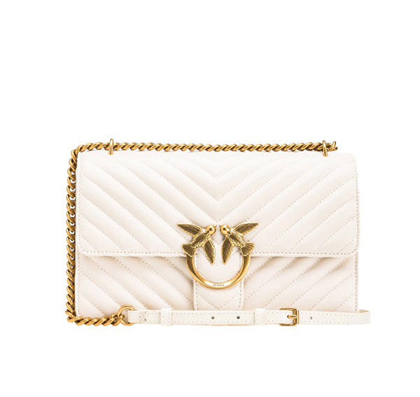 Pinko Women's Classic Love Bag One Chevron White