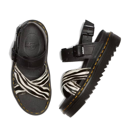 Dr. Martens Women's Voss II Hair-On Zebra Print Sandals Black