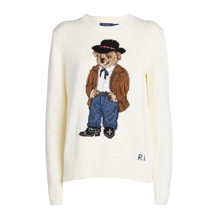 Polo Ralph Lauren Women's Knit Polo Bear Sweater Cream