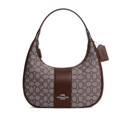 Coach Women's Carmen Shoulder Bag In Signature Jacquard Silver/Oak/Maple