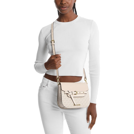 Michael Kors Women's Emilia Small Logo Crossbody Bag Light Cream Multi