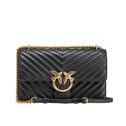 Pinko Women's Classic Love Bag One Chevron Black/Gold