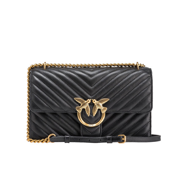 Pinko Women's Classic Love Bag One Chevron Black/Gold