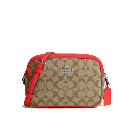 Coach Women's Jamie Camera Bag In Signature Canvas Silver/Khaki/Miami Red