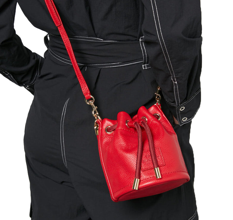 Marc Jacobs Women's The Mini Leather Bucket Bag Red - Ready to Ship