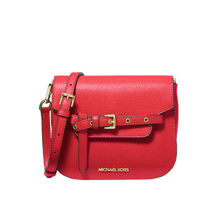 Michael Kors Women's Emilia Small Leather Crossbody Bag Bright Red