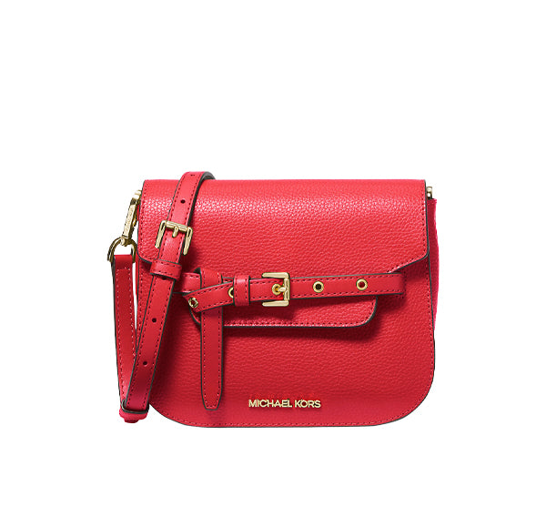 Michael Kors Women's Emilia Small Leather Crossbody Bag Bright Red