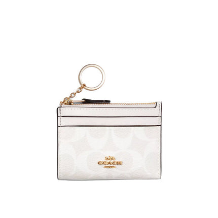 Coach Women's Mini Skinny Id Case In Signature Canvas Gold/Chalk/Glacierwhite