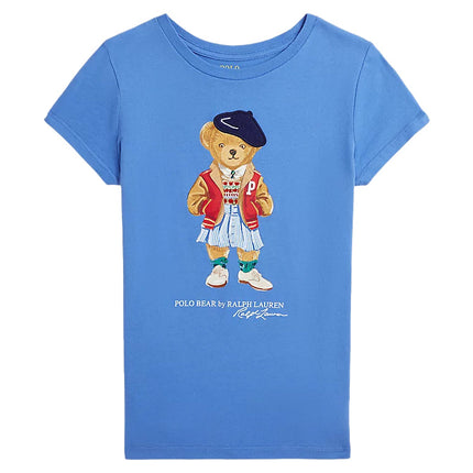 Polo Ralph Lauren Girl's Polo Bear Cotton Jersey Tee New England Blue