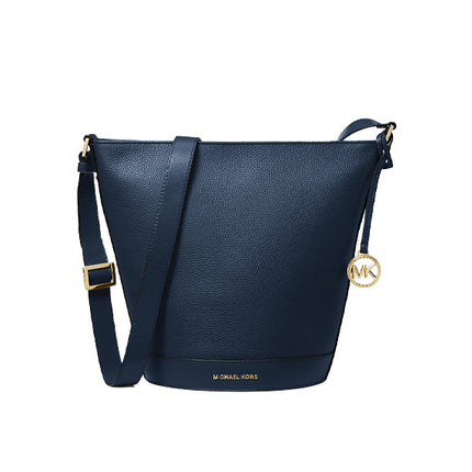 Michael Kors Women's Townsend Medium Pebbled Leather Messenger Bag Navy