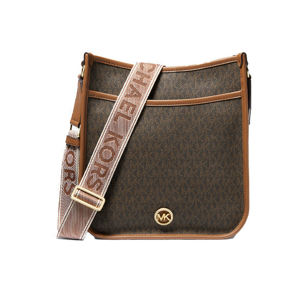 Michael Kors Women's Luisa Large Signature Logo Messenger Bag Brown/Luggage