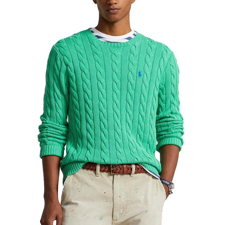 Polo Ralph Lauren Men's Cable Knit Cotton Sweater Classic Kelly