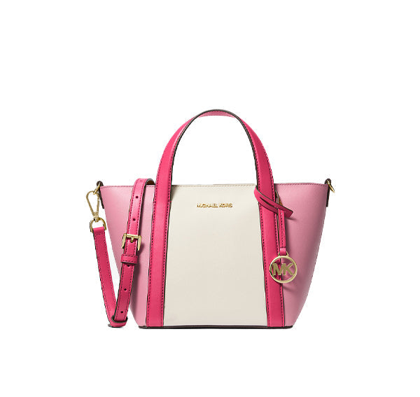 Michael Kors Women's Pratt Small Color Block Tote Bag Electric Pink Multi