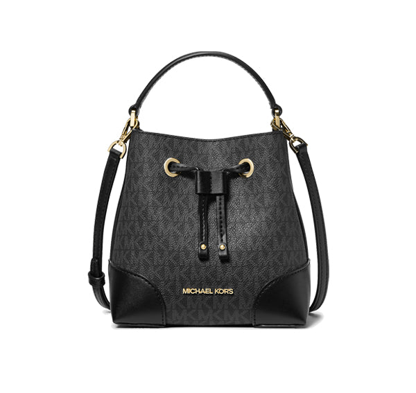 Michael Kors Women's Mercer Small Logo Bucket Bag Black/Gold