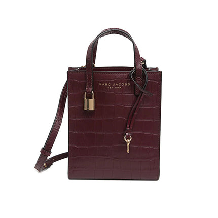 Marc Jacobs Women's Micro Grind Pebbled Leather Crossbody Crocodile Embossed Syrah - Ready to Ship