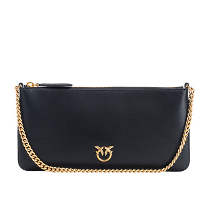 Pinko Women's Horizontal Flat Bag in Leather Black/Gold