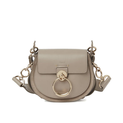 Chloé Women's Small Tess Bag in Shiny & Suede Leather Motty Grey