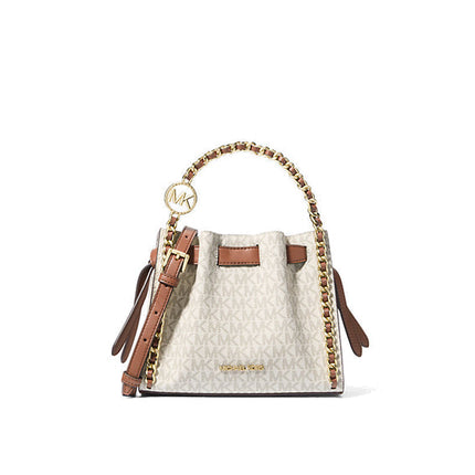 Michael Kors Women's Mina Small Signature Logo Chain Crossbody Bag Vanilla