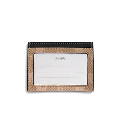 Coach Men's Slim Id Card Case In Signature Canvas Gunmetal/Tan