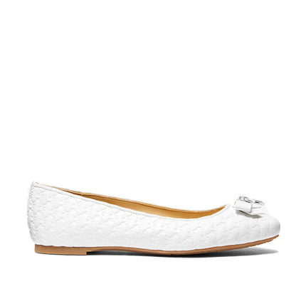 Michael Kors Women's Honey Logo Embossed Ballet Flat Optic White