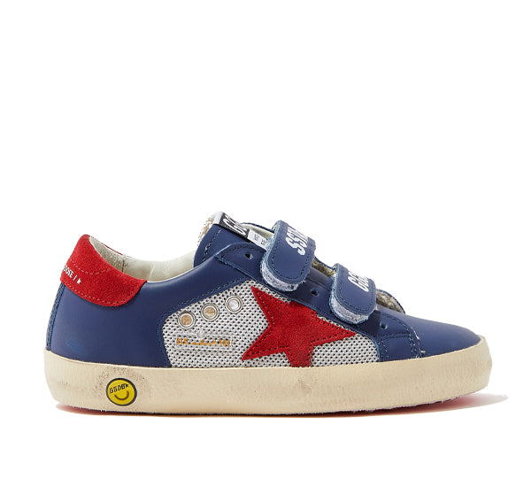 Golden Goose Hook and Loop Grade School Super Star Navy/Silver/Red