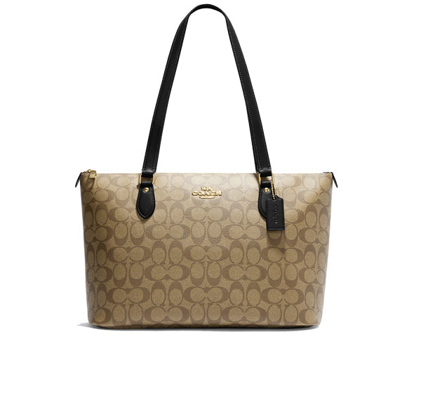 Coach Women's Gallery Tote In Signature Canvas Gold/Khaki/Black