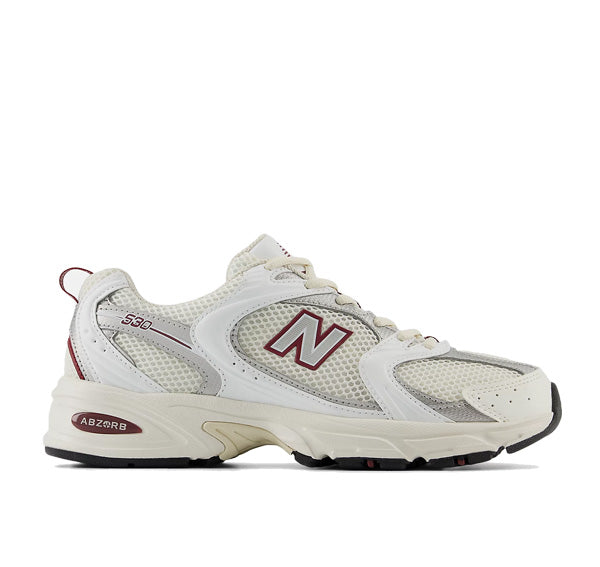 New Balance 530 Sea Salt with White and Mercury Red MR530SZ