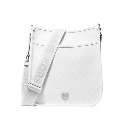 Michael Kors Women's Luisa Large Signature Logo Messenger Bag Optic/Allum