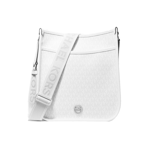 Michael Kors Women's Luisa Large Signature Logo Messenger Bag Optic/Allum