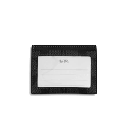 Coach Men's Slim Id Card Case In Signature Canvas Gunmetal/Charcoal/Black