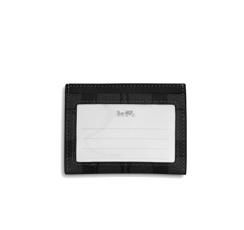 Coach Men's Slim Id Card Case In Signature Canvas Gunmetal/Charcoal/Black