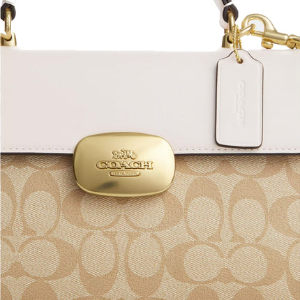 Coach Women's Eliza Top Handle In Signature Canvas Gold/Light Khaki Chalk - Ready to Ship