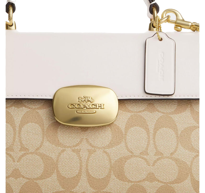 Coach Women's Eliza Top Handle In Signature Canvas Gold/Light Khaki Chalk - Ready to Ship