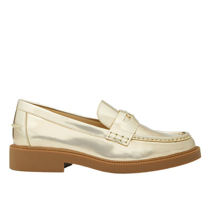 Michael Kors Women's Eden Metallic Leather Loafer Pale Gold