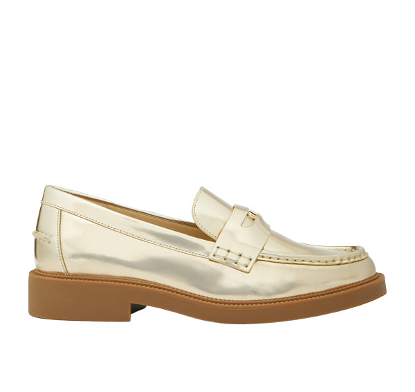 Michael Kors Women's Eden Metallic Leather Loafer Pale Gold