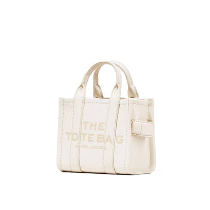 Marc Jacobs Women's The Leather Mini Tote Bag Cotton Silver - Ready to Ship