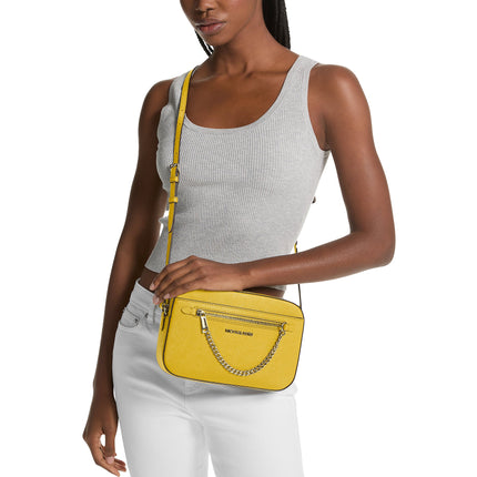 Michael Kors Women's Jet Set Large Saffiano Leather Crossbody Bag Golden Yellow