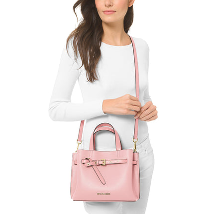 Michael Kors Women's Emilia Small Pebbled Leather Satchel Powder Blush