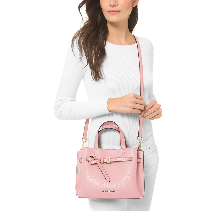 Michael Kors Women's Emilia Small Pebbled Leather Satchel Powder Blush