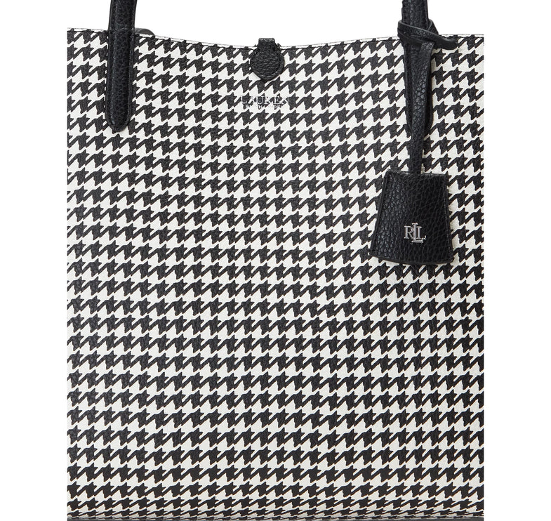 Polo Ralph Lauren Women's Faux Leather Reversible Tote Glenplaid Houndstooth