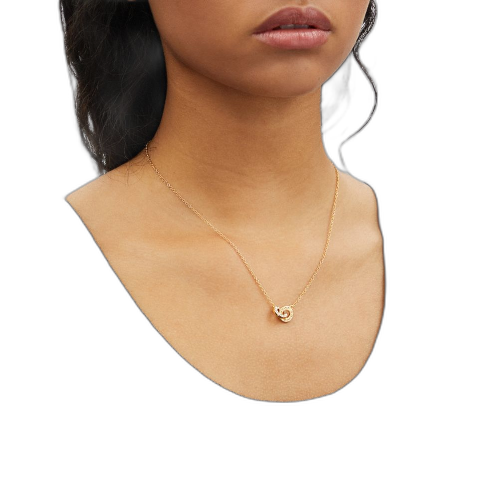 Pearl Pendants Coach Interlocking Open Circle Pendant Necklace