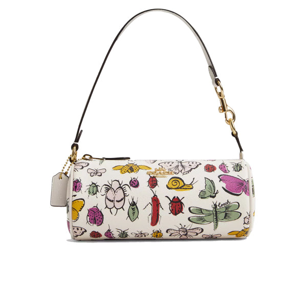 Coach Women's Nolita Barrel Bag With Creature Print Gold/Chalk Multi