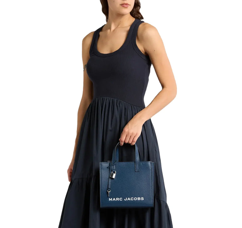 Marc Jacobs Women's Mini Grind Branded Leather Tote Bag Azure Blue