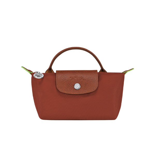 Longchamp Women's Le Pliage Green Pouch With Handle Chestnut - Hemen Kargoda